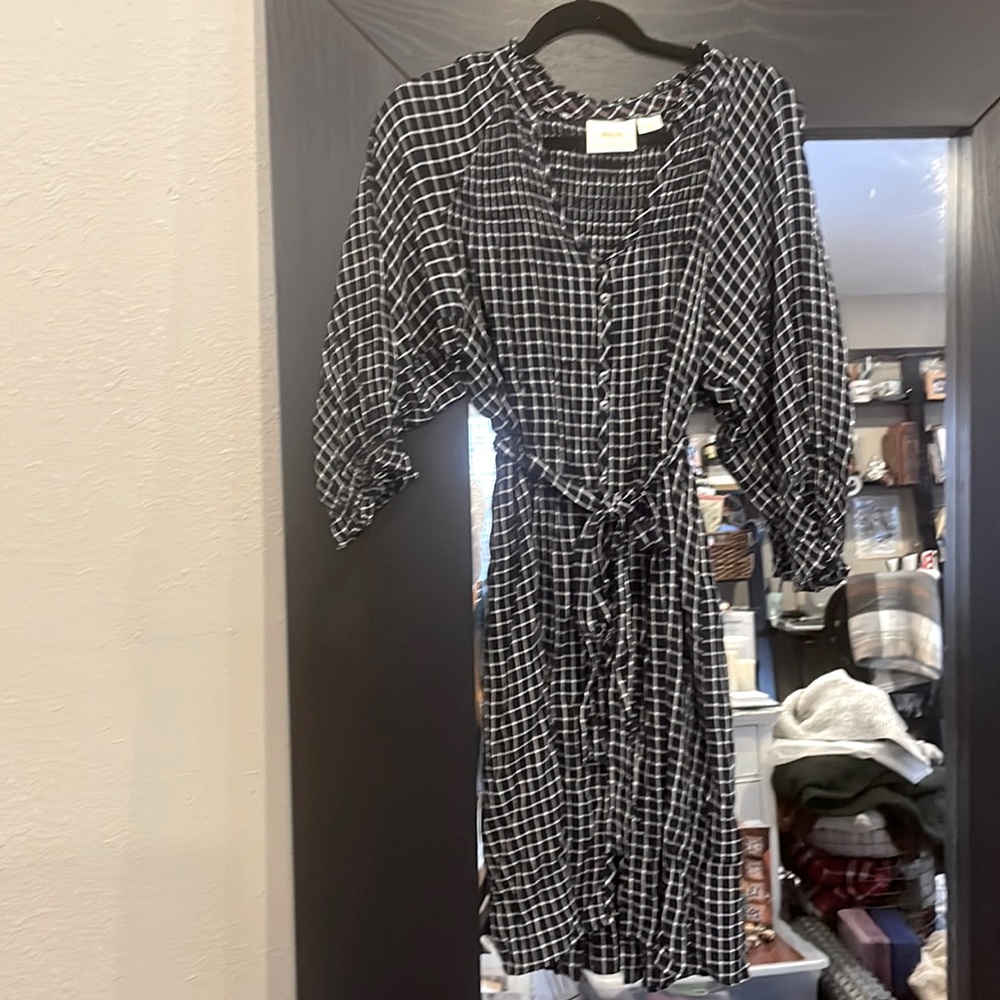 Maeve by anthropologie blue windowpane dress